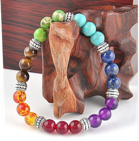 7 bracelets chakras roche de lave naturelle diffuseur d'huile essentielle  yoga é