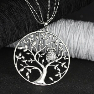 Long Collier avec Pendentif "Hibou de la Sagesse"