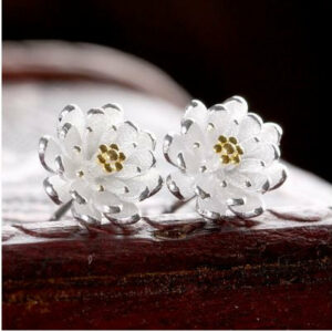 Paire de boucles d'oreilles Fleur de Lotus - 2 coloris disponibles