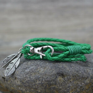 Bracelet en Simili Cuir Tressé "Charm Plume" - 12 modèles disponibles