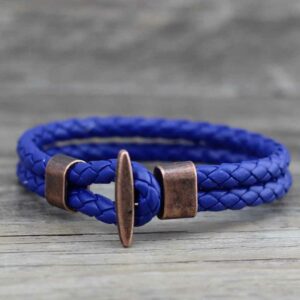 Bracelet Vintage en Simili Cuir Tressé Fermoir Toggle - 13 modèles disponibles