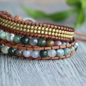 Bracelet Wrap en Agate Indienne