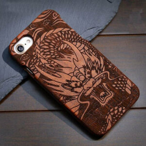 Coque iPhone 100% bois "Dragon oriental"