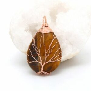 Collier & Pendentif "Goutte Arbre de Vie" en pierres naturelles - 7 modèles disponibles