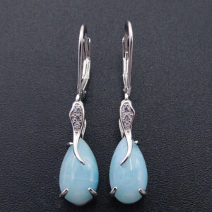 Boucle d'Oreilles ou Pendentif Goute d'eau en Larimar