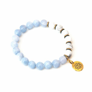Bracelet en Pierre Naturelle Howlite et Celestine