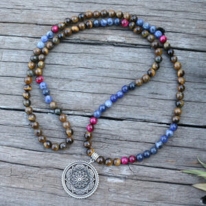 Bracelet Mala en Oeil de Tigre et Sodalite