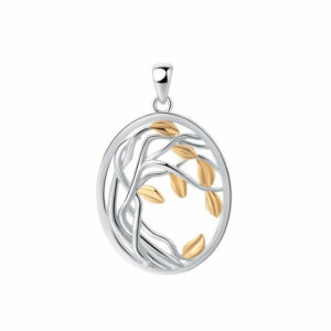 Collier - Pendentif "Arbre de Vie" en Argent et Feuille D'or