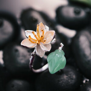 Bague en forme de Fleur en Pierre d'Aventurine