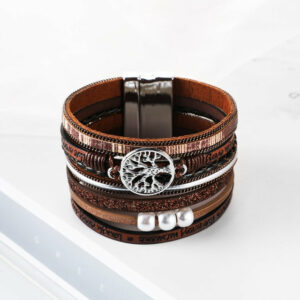 Bracelet en Cuir de l'Arbre de vie