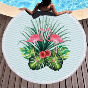 Serviette de plage ronde "Flamant Rose" - 8 modèles disponibles
