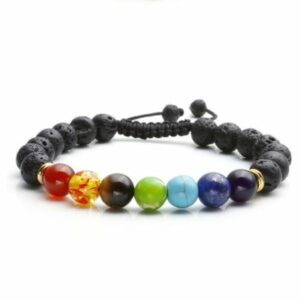 Bracelet "Santé 7 Chakras Pierres de lave" - Ajustable