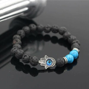 Bracelet "Energie du Cosmos" en Pierres de Lave et Pierres Bleues