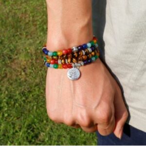Bracelet 7 Chakras "Énergie et guérison" en Œil de Tigre