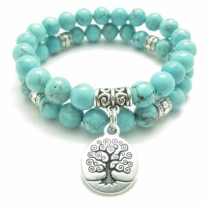Lot de 2 Bracelets "Arbre de Vie" en Turquoise