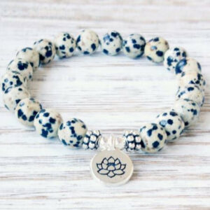 Bracelet "Lotus" en Jaspe Dalmatien