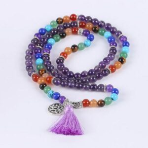 Bracelet ou collier Mâlâ 7 Chakras "Arbre de Vie" en Améthyste