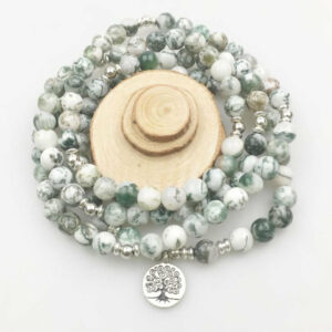 Bracelet ou collier Mâlâ "Arbre de Vie" en Agate Arbre