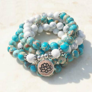 Bracelet ou collier Mâlâ "Lotus" en Jaspe et Howlite
