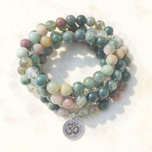 Bracelet ou collier Mâlâ "OM" en Agate Indienne