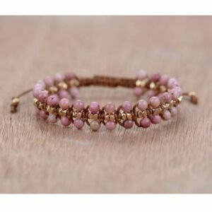 Bracelet "Douceur et Tendresse" en Rhodonite - Ajustable