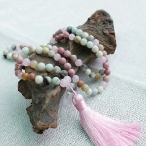 Mala 108 perles Rhodochrosite - Amazonite - Quartz Rose