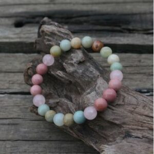 Bracelet en perles Rhodochrosite - Amazonite - Quartz Rose