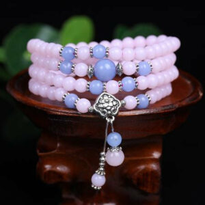 Bracelet ou collier Mâlâ Tibétain de méditation en Calcédoine