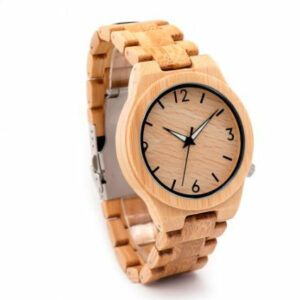 Montre à Quartz 100% bambou "Aiguilles lumineuses"