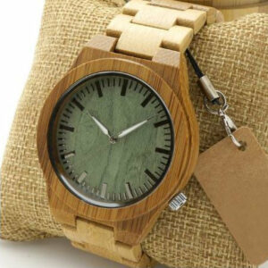 Montre à Quartz en bois de bambou 100% naturel