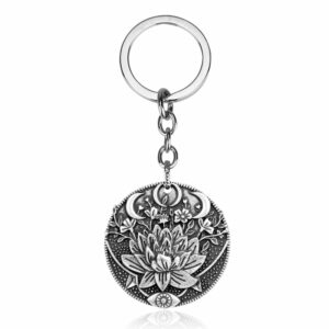 Porte Clé "Fleurs de Lotus Triple Lune "