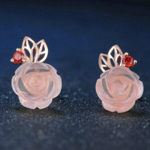 Boucles d'Oreilles en Quartz Rose