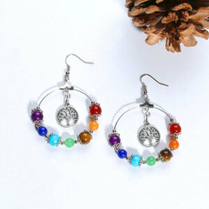 Boucles d'Oreilles "7 Chakras et Arbre de Vie"