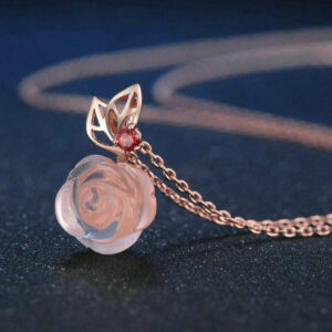 Collier Fleur de Quartz Rose et Grenat en Argent 925