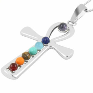Amulette Croix avec Pierres 7 Chakras