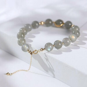 Bracelet Luxe en Or 14 carats en Pierre naturelle de Pierre de Lune