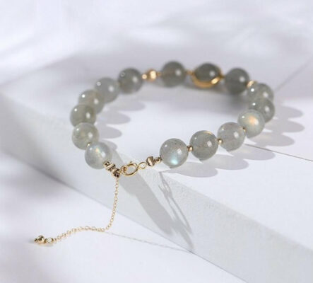 Bracelet Luxe en Or 14 carats en Pierre naturelle de Pierre de Lune