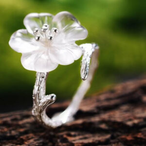 Bague "Fleur de Lotus à Cinq Pétales" Ajustable en Argent Sterling