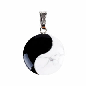 Pendentif "Ying Yang" en Obsidienne et Howlite
