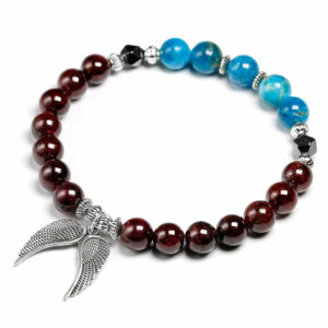 Bracelet "Ange Gardien" en Apatite Bleue et Hematite
