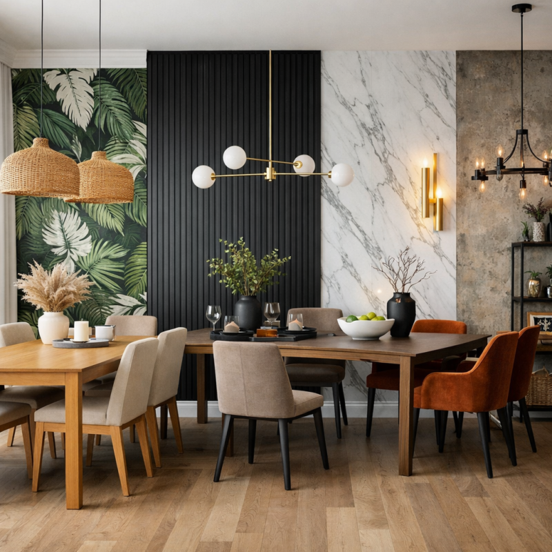 17 idées de murs d’accent audacieux pour une salle à manger moderne ...