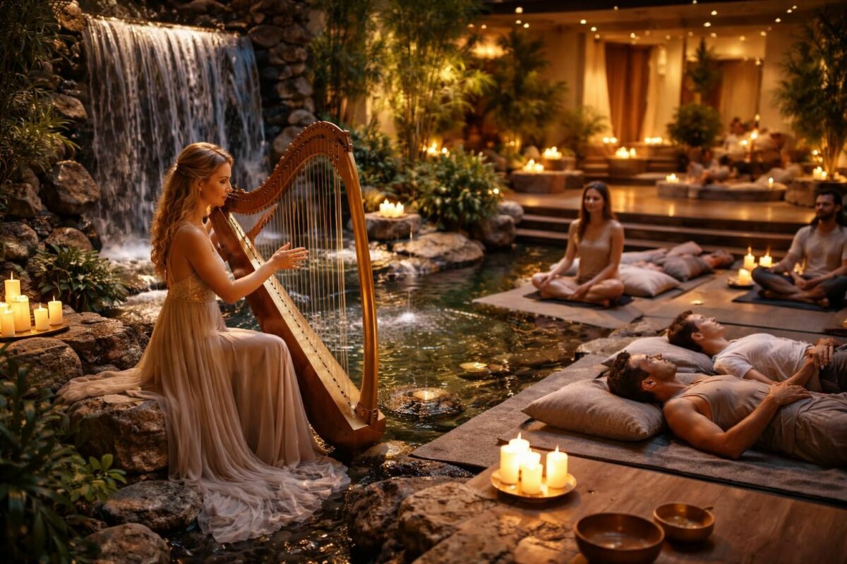 découvrez nos soirées zen alliant concerts de harpe, musique relaxante et spectacles wellness pour une expérience détente unique au spa.