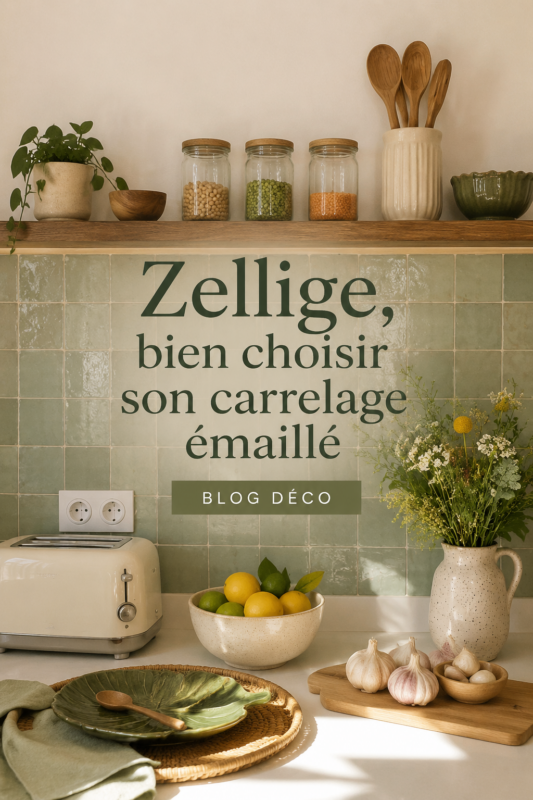 Carrelage zellige en différentes couleurs installé dans une cuisine moderne