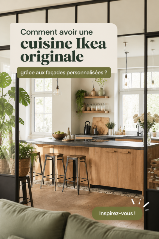 Cuisine Ikea avec façades personnalisées colorées et modernes