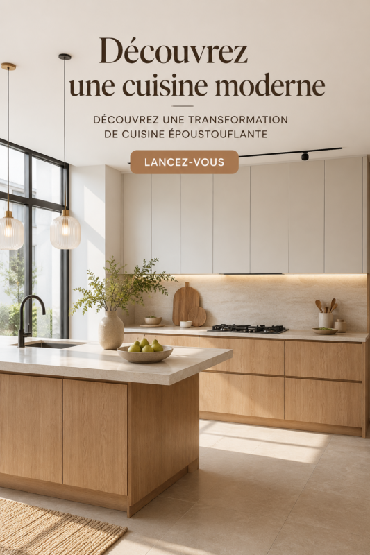 Cuisine moderne avec un design épuré et des couleurs neutres