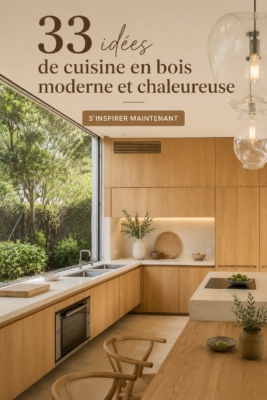 Cuisine en bois moderne avec un style cosy