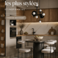 Une cuisine moderne avec un design inspirant et cosy, intégrant des éléments de décoration élégants.