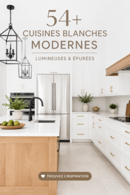 Cuisine blanche moderne avec des accents lumineux et chaleureux