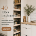 Cuisine petite et élégante avec des rangements optimisés et un style cosy.