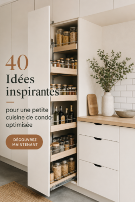 Cuisine petite et élégante avec des rangements optimisés et un style cosy.